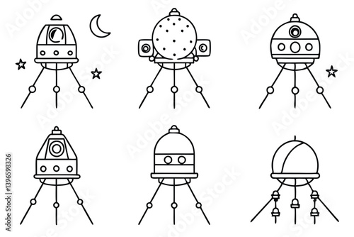  Lunar lander line art artwork with detailed features