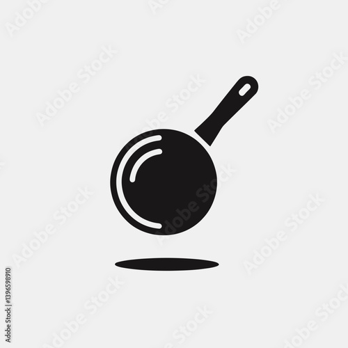  very simple flat and single minimalist Frying Pan Silhouettes in black on a white background