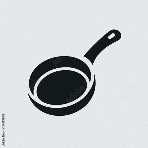  very simple flat and single minimalist Frying Pan Silhouettes in black on a white background 