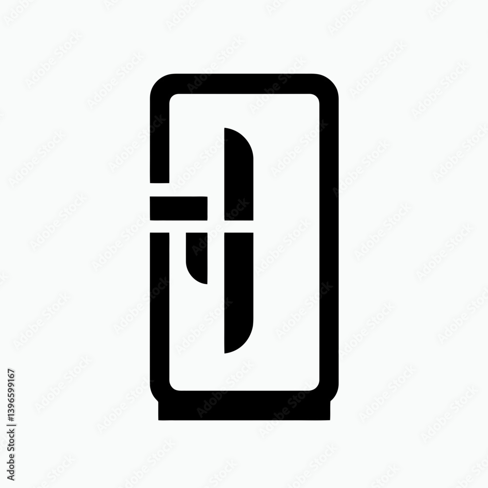 very simple flat and single minimalist Fridge Door Handle Silhouettes in black on a white background very simple flat and single minimalist Fridge Door Handle Silhouettes in black on a white background