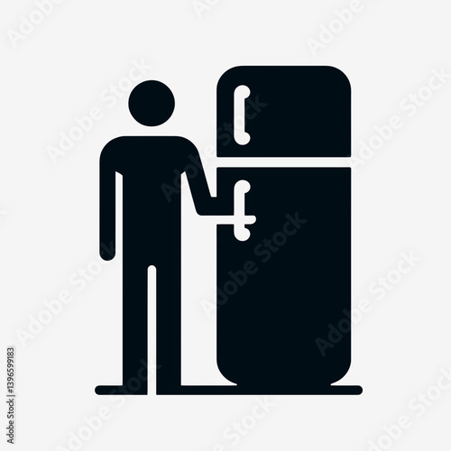 very simple flat and single minimalist Fridge Door Handle Silhouettes in black on a white background 
