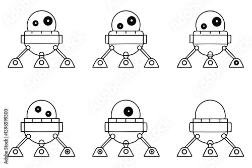 Lunar lander line art on white textured surface