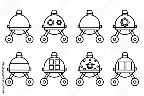 Lunar lander line art sketch with fine details
