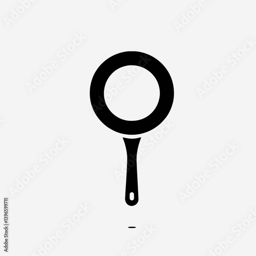  very simple flat and single minimalist Frying Pan Handle Silhouettes in black on a white background