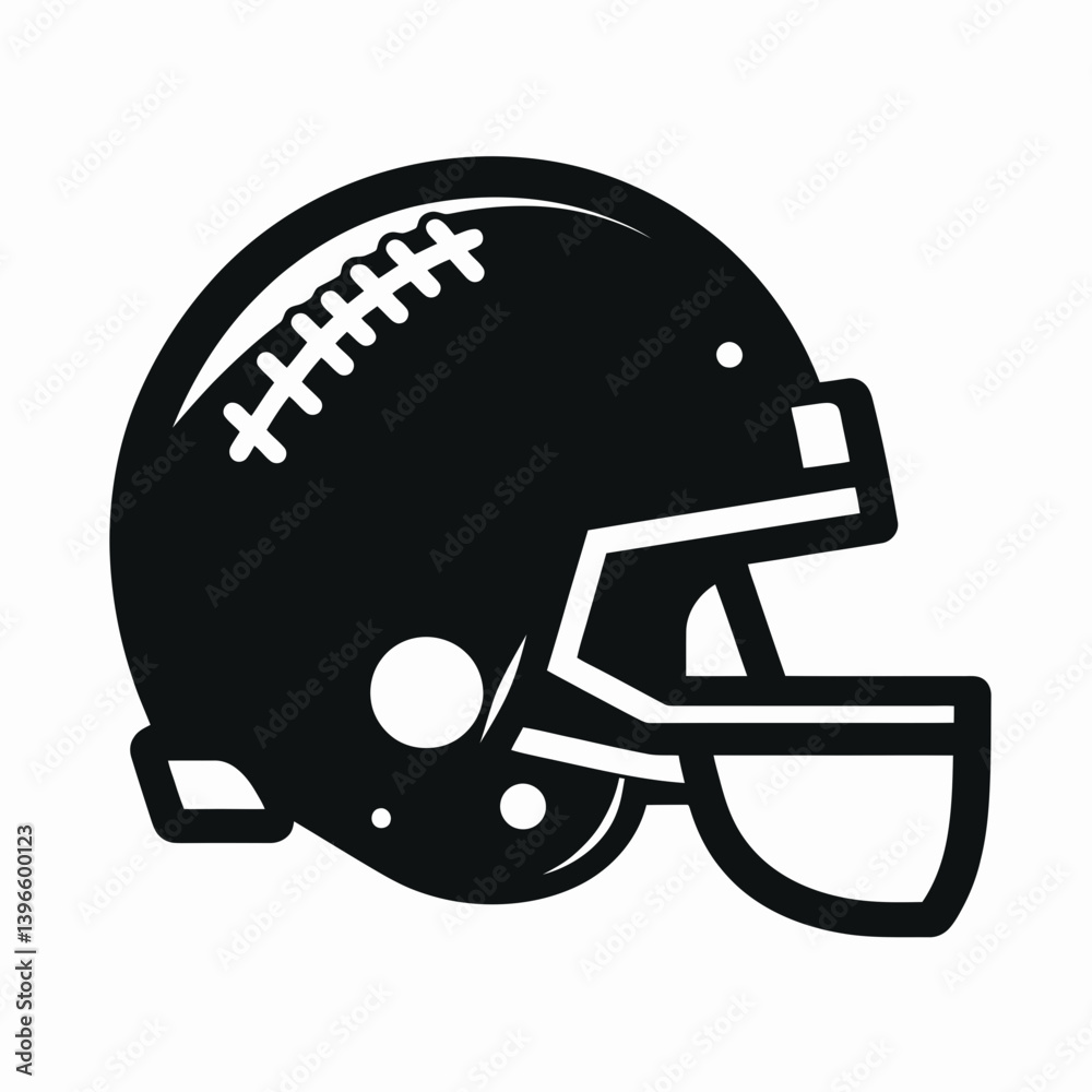 Fototapeta premium very simple flat and single minimalist Football Helmet Silhouette in black on a white background 