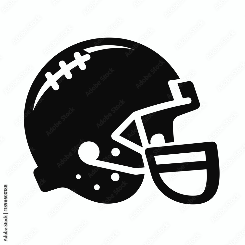 very simple flat and single minimalist Football Helmet Silhouette in black on a white background very simple flat and single minimalist Football Helmet Silhouette in black on a white background