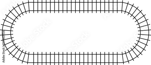 Vector of an oval railroad track frame. Great for train-themed borders, transport graphics, model railways, or educational materials
