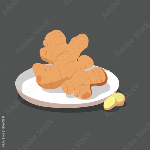 Ginger Root, Rhizome, Family Zingiberaceae, Whole, Slices, Leaves,
