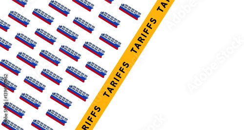 Tariff shipping yellow tape restriction trade import tariffs trade war country protectionism policy