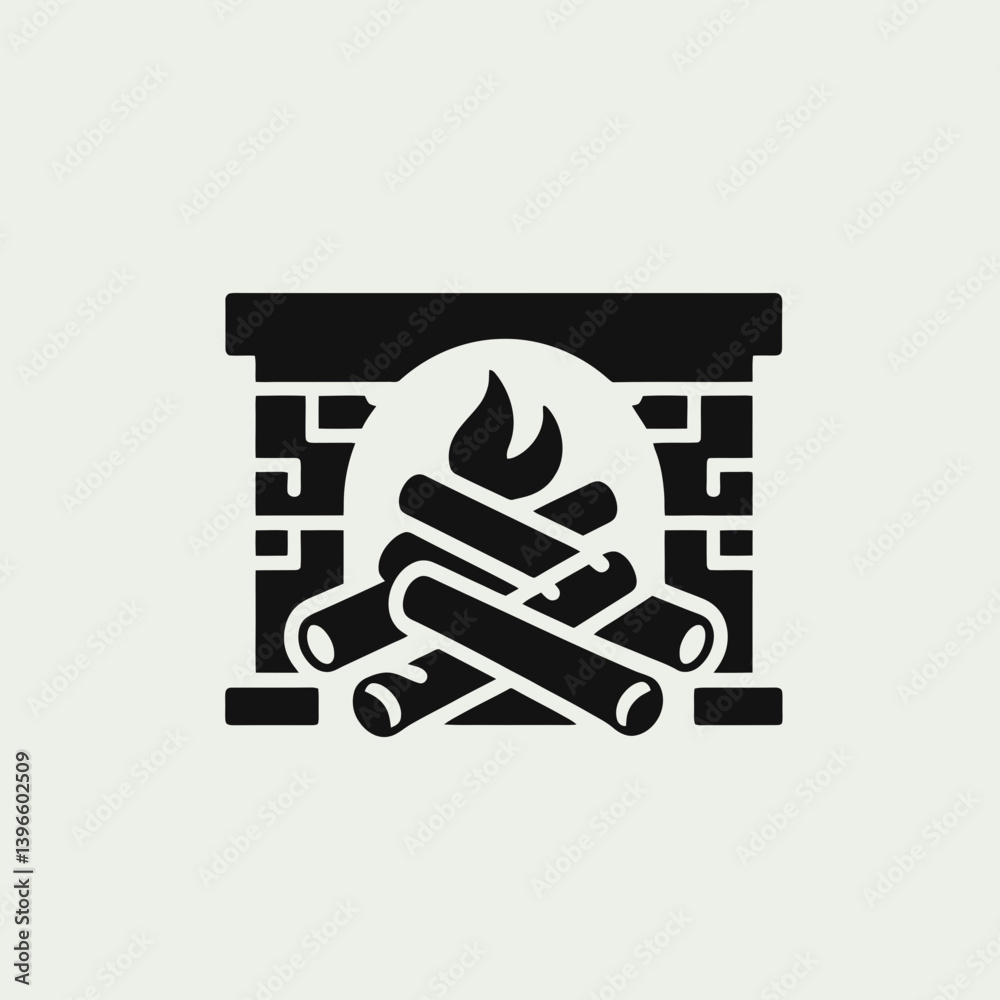 very simple flat and single minimalist Fireplace Log Silhouettes in black on a white background very simple flat and single minimalist Fireplace Log Silhouettes in black on a white background