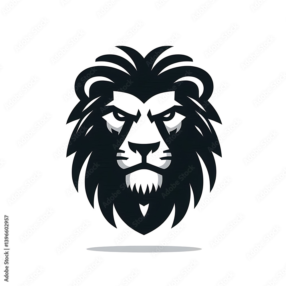 Angry lion head mascot logo icon of silhouette isolated on white background Angry lion head mascot logo icon of silhouette isolated on white background