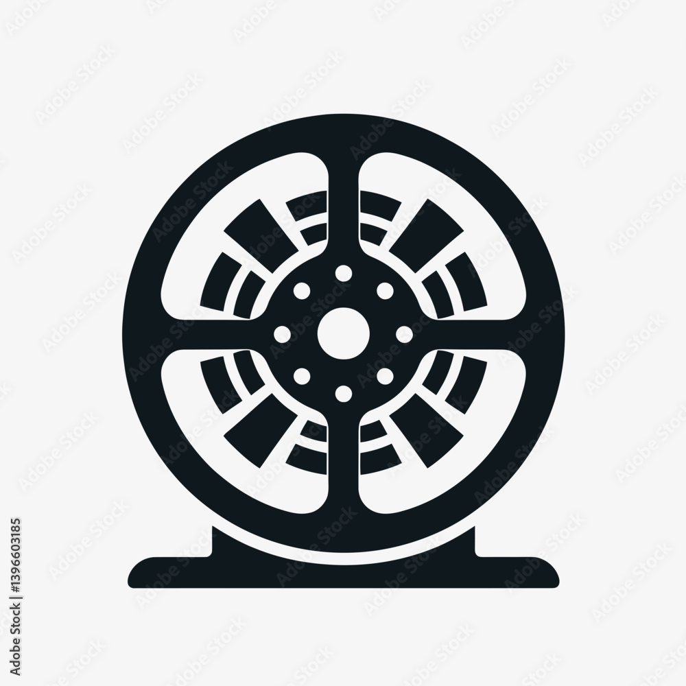 Obraz premium very simple flat and single minimalist Film Reel Spool Silhouettes in black on a white background 