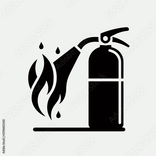  very simple flat and single minimalist Fire Extinguisher Nozzle Silhouettes in black on a white background 