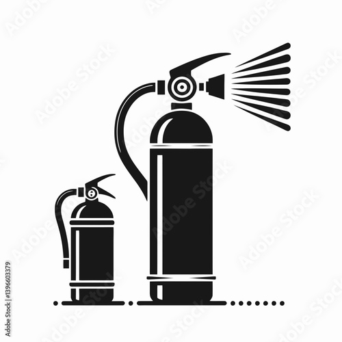  very simple flat and single minimalist Fire Extinguisher Nozzle Silhouettes in black on a white background 