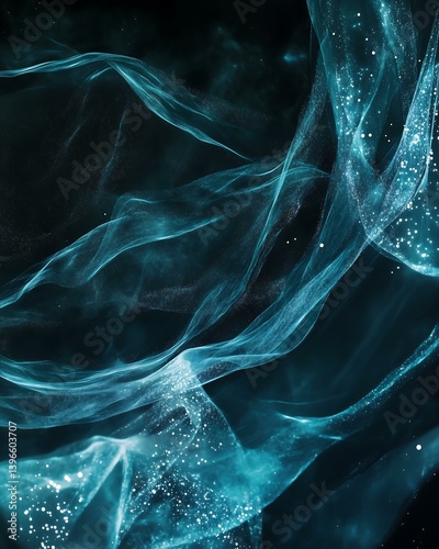 Wallpaper Mural A mesmerizing abstract background featuring flowing fabric with shimmering particles, perfect for creative projects and designs. Torontodigital.ca