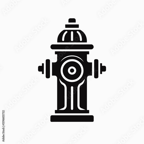  very simple flat and single minimalist Fire Hydrant Silhouette in black on a white background 