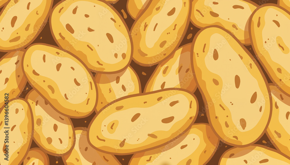 Abstract illustration of potatoes in a colorful and playful style Abstract illustration of potatoes in a colorful and playful style