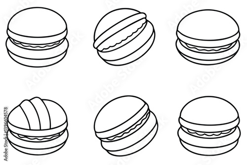 macaroon line art intricate drawing of a perfect treat