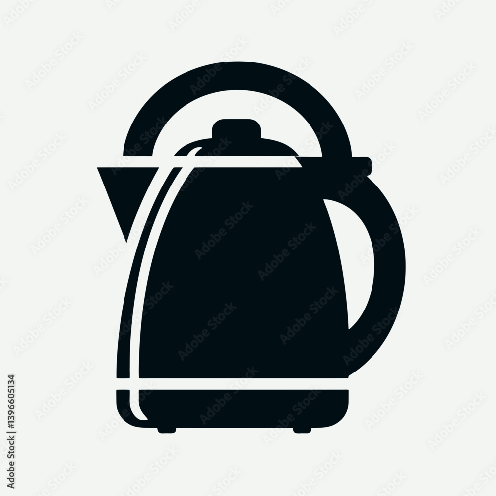 Obraz premium very simple flat and single minimalist Electric Kettle Handle Silhouette in black on a white background 