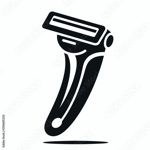  very simple flat and single minimalist Electric Razor Silhouette in black on a white background 