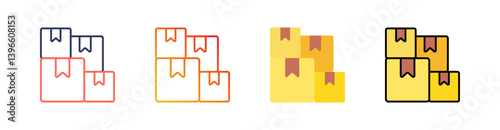 Parcels Multi Style Icon Set Vector 