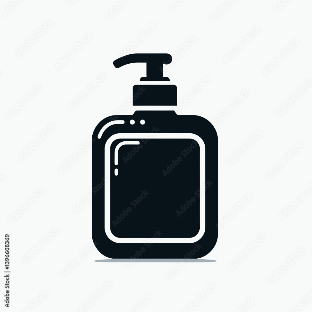 very simple flat and single minimalist Dish Soap Bottle Silhouette in black on a white background very simple flat and single minimalist Dish Soap Bottle Silhouette in black on a white background