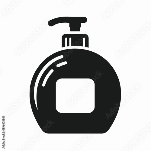  very simple flat and single minimalist Dish Soap Bottle Silhouette in black on a white background 