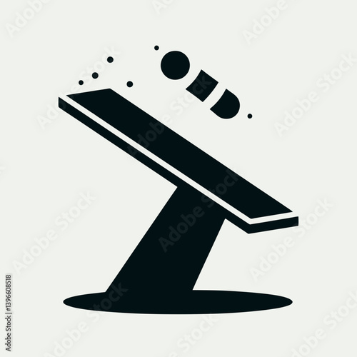  very simple flat and single minimalist Diving Board Bounce Silhouettes in black on a white background 