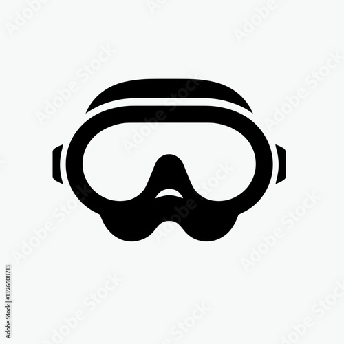  very simple flat and single minimalist Diving Mask Silhouettes in black on a white background 