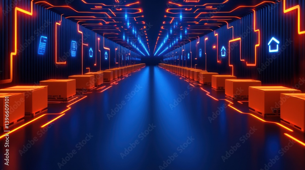 Futuristic Warehouse: Automated Logistics and E-commerce