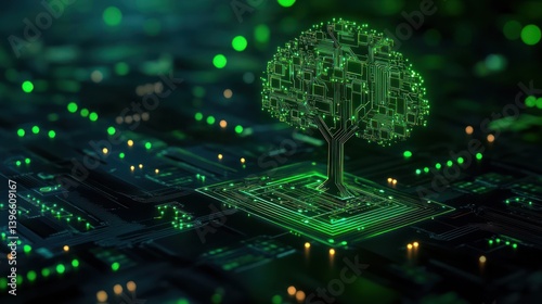 Obraz na płótnie Digital Tree of Life: Growing in the Circuitry w salonie