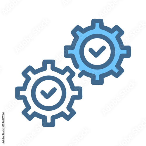 Gears with Check Mark Icon Design