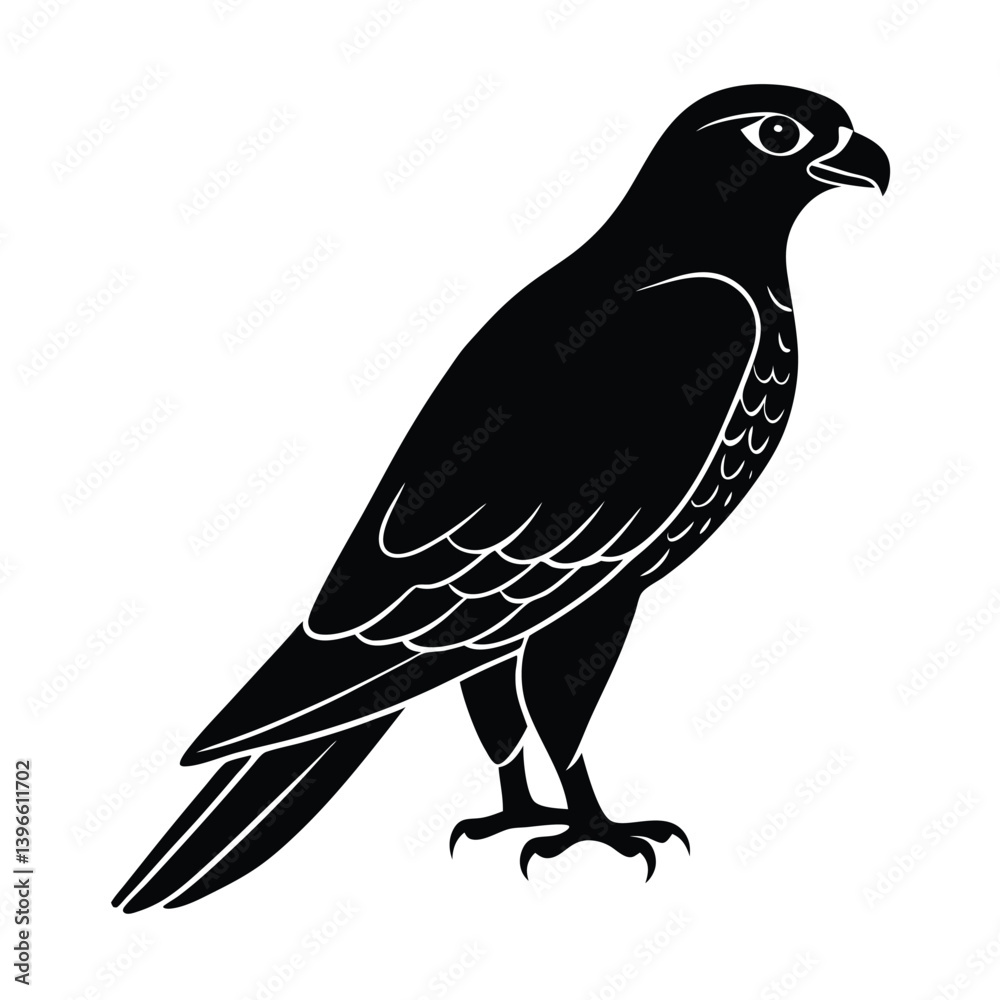 Fototapeta premium Falcon Silhouette Vector | Black and White Falcon Bird Illustration Design