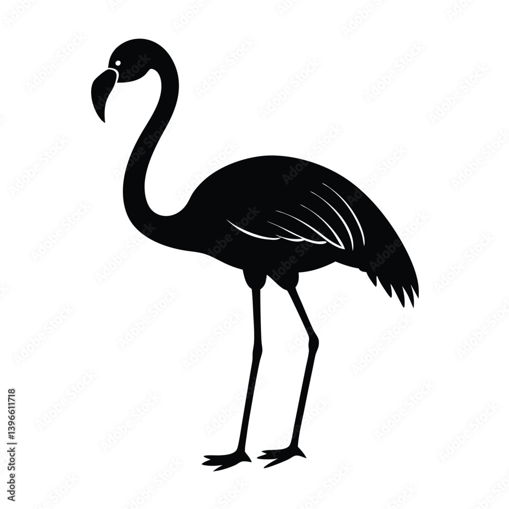 Fototapeta premium Flamingo Silhouette Vector Art and Black and White Flamingo Bird Illustration