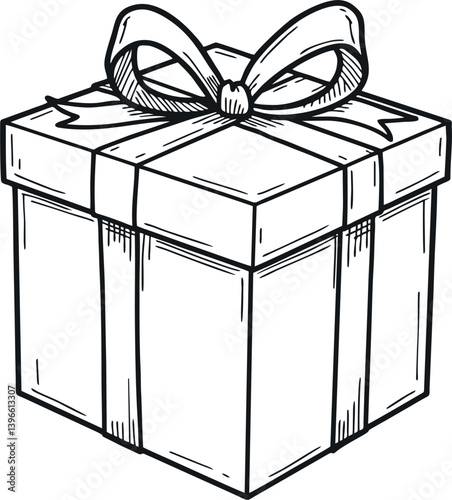 hand draw box gift vector design mono color
