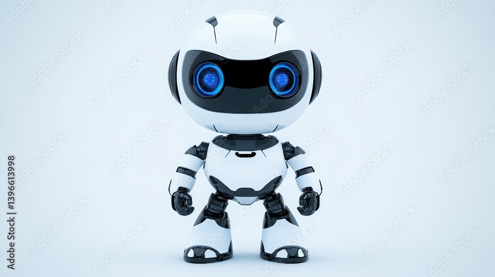 Adorable White Robot, Futuristic Technology Adorable White Robot, Futuristic Technology