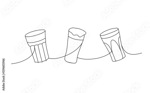 Hands holding a beer bottle one line colored continuous drawing. Beer pub products continuous one line illustration. Vector linear illustration.