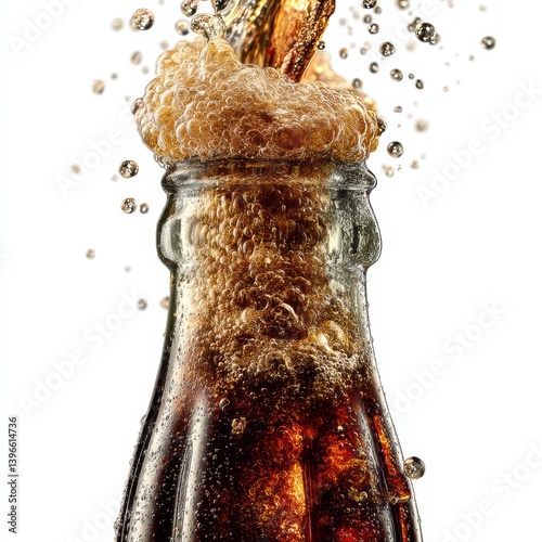 Fizzing cola bursts open with bubbles in a striking display of movement and contrast