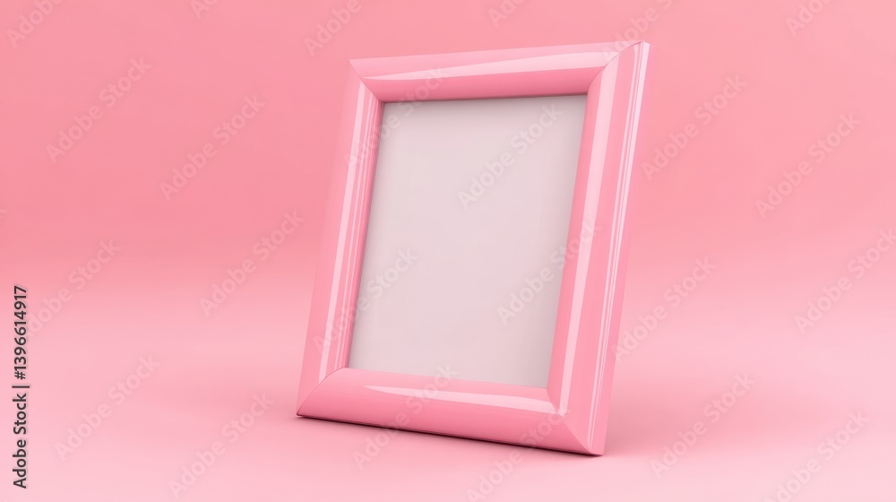 Pink Picture Frame on Pink Background: A Minimalist Mockup