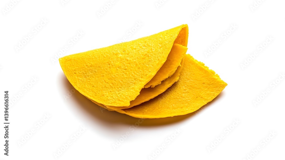 Isolated Yellow Crepe on White Background with No Shadow Display Isolated Yellow Crepe on White Background with No Shadow Display