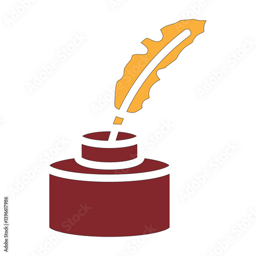 Quill and Ink Vector Glyph Two Colors Icon Design
