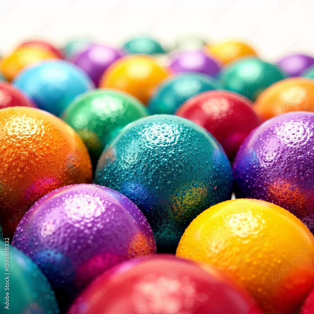 Assortment of shiny, textured balls isolated on white, sparkly, vibrant Assortment of shiny, textured balls isolated on white, sparkly, vibrant
