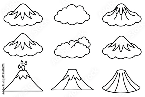 Detailed Volcano Diagram depicting eruption stages and volcanic activity cycle