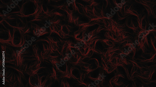 Dark red abstract texture with flowing strands creating sense of depth and movement