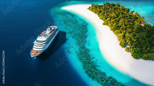 A majestic cruise ship glides smoothly along a river, with scenic views of the shoreline, creating a serene atmosphere of relaxation and adventure, as passengers enjoy the journey.

 photo