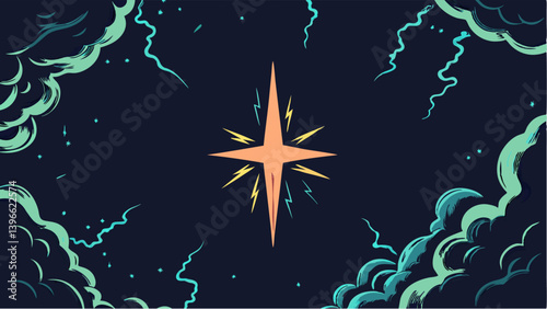 Starburst in Night Sky, Celestial Art