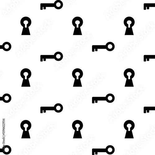 social network icons. Wallpaper of vintage key and key hole isolated on white background. 