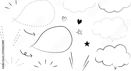 吹き出し手描きあしらい素材ベクター