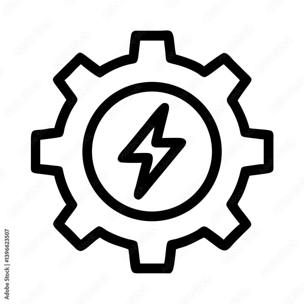 Gear with Lightning Bolt Symbol Icon Design Gear with Lightning Bolt Symbol Icon Design