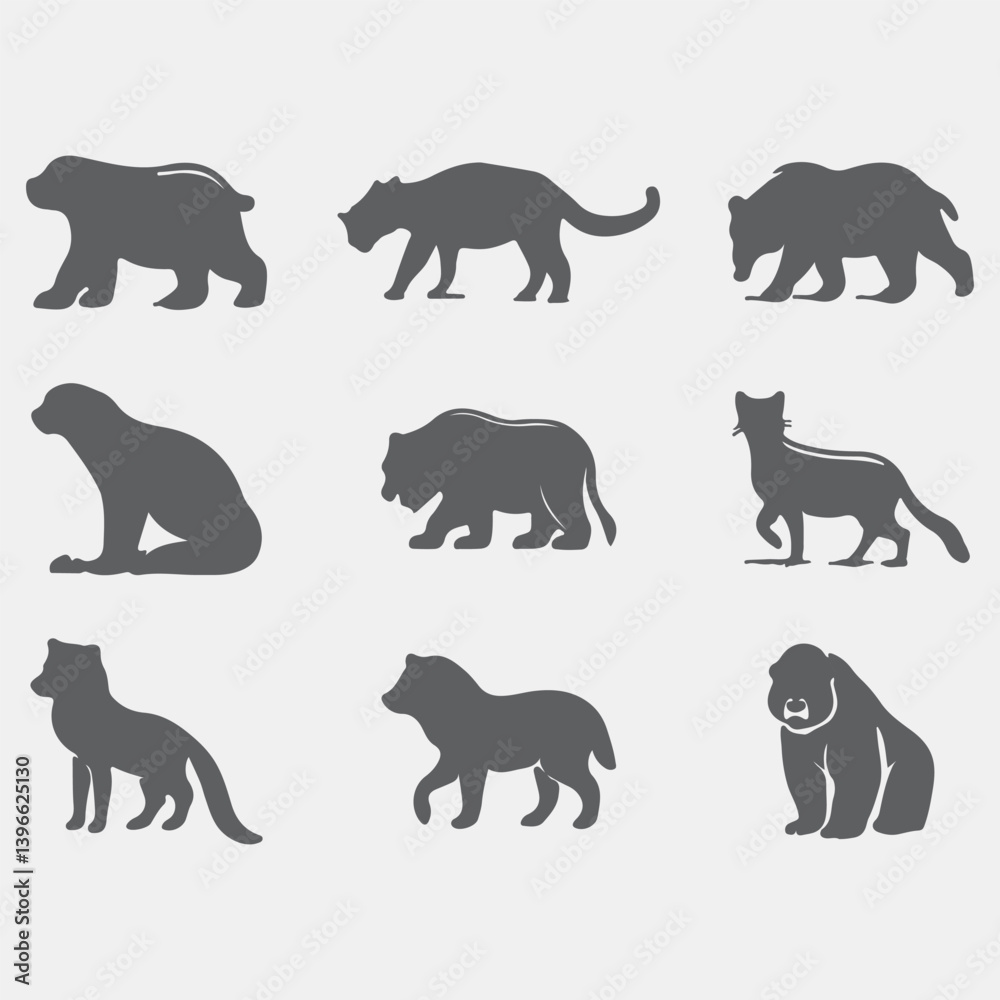 Naklejka premium wild animals silhouettes